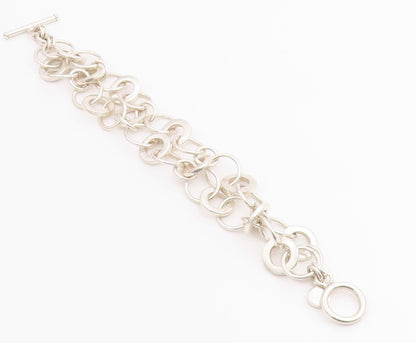 925 Sterling Silver Vintage Bracelet MEXICO Interlocking Circles Link  BT12211