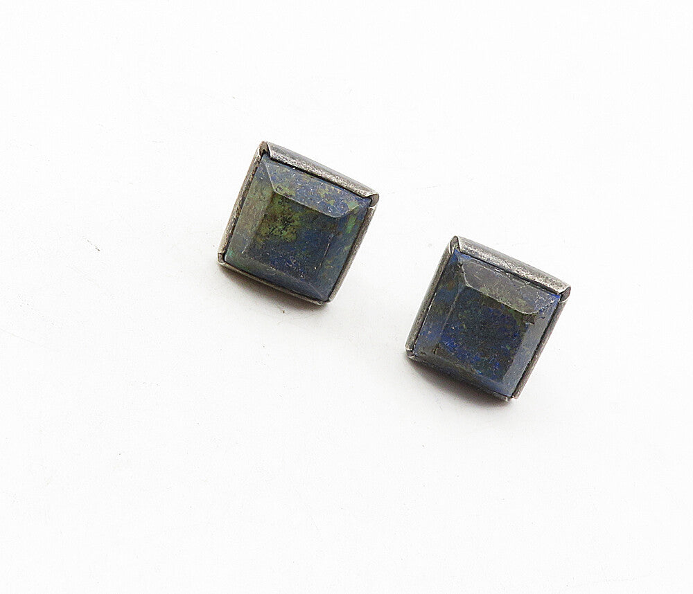 925 Sterling Silver  Vintage Sodalite Oxidized Square Cuff Links  TR1552