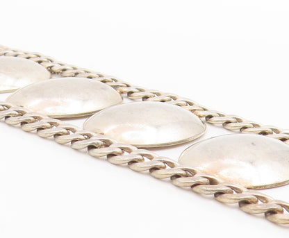925 Sterling Silver Vintage Bracelet Geometric Solid Oval Link Chain  BT11421