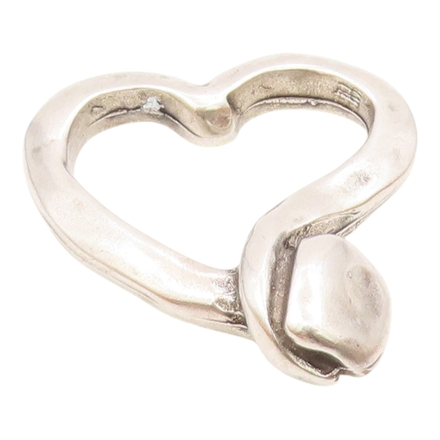 925 Sterling Silver  Vintage Shiny Modenrist Love Heart Pendant  PT15059