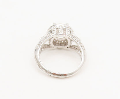 925 Sterling Silver  Vintage Cutout Carved CZ Wedding Ring Sz 6.5  RG27035