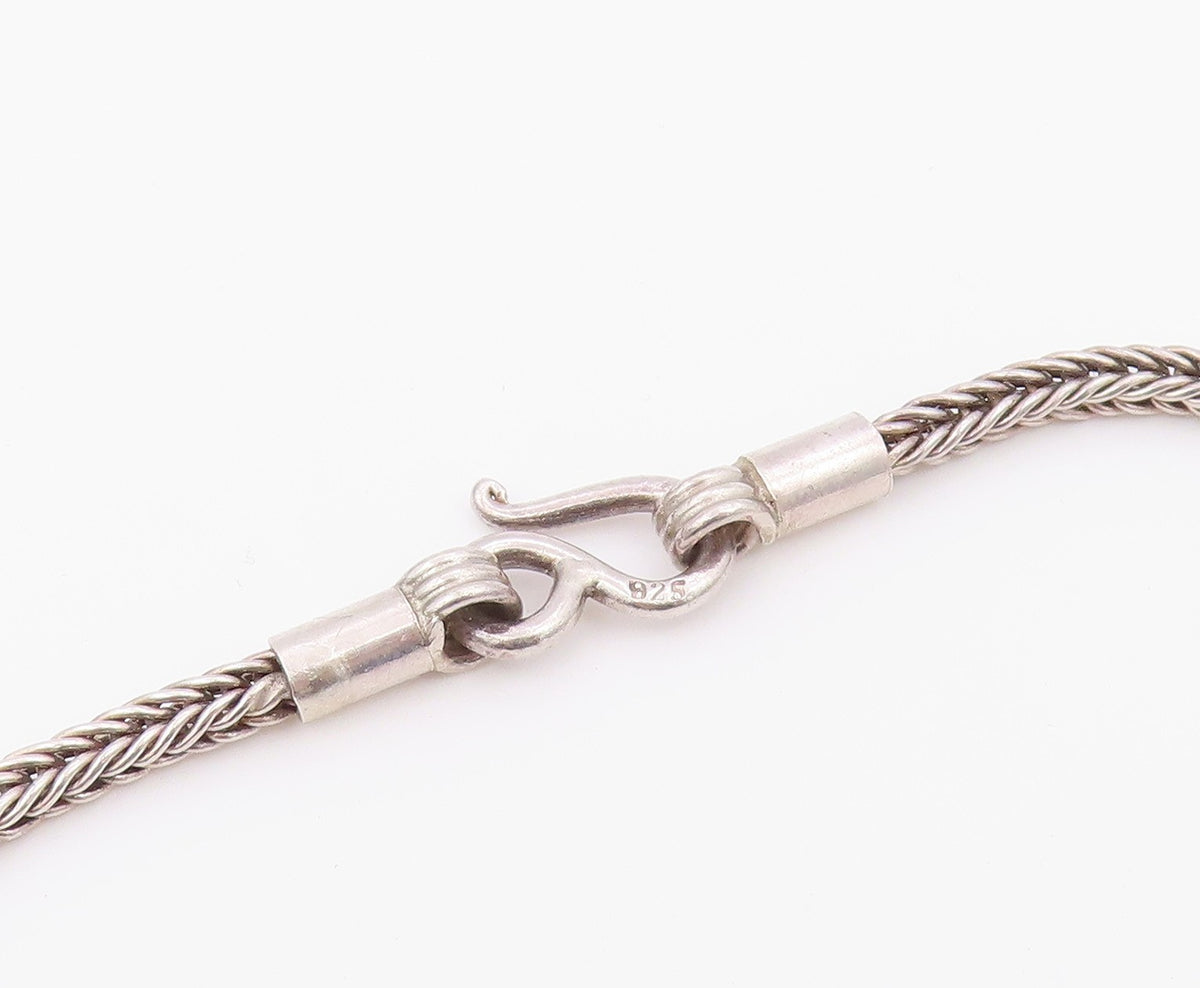 925 Sterling Silver  Vintage Shiny Hollow Elephant Wheat Chain Necklace NE3541