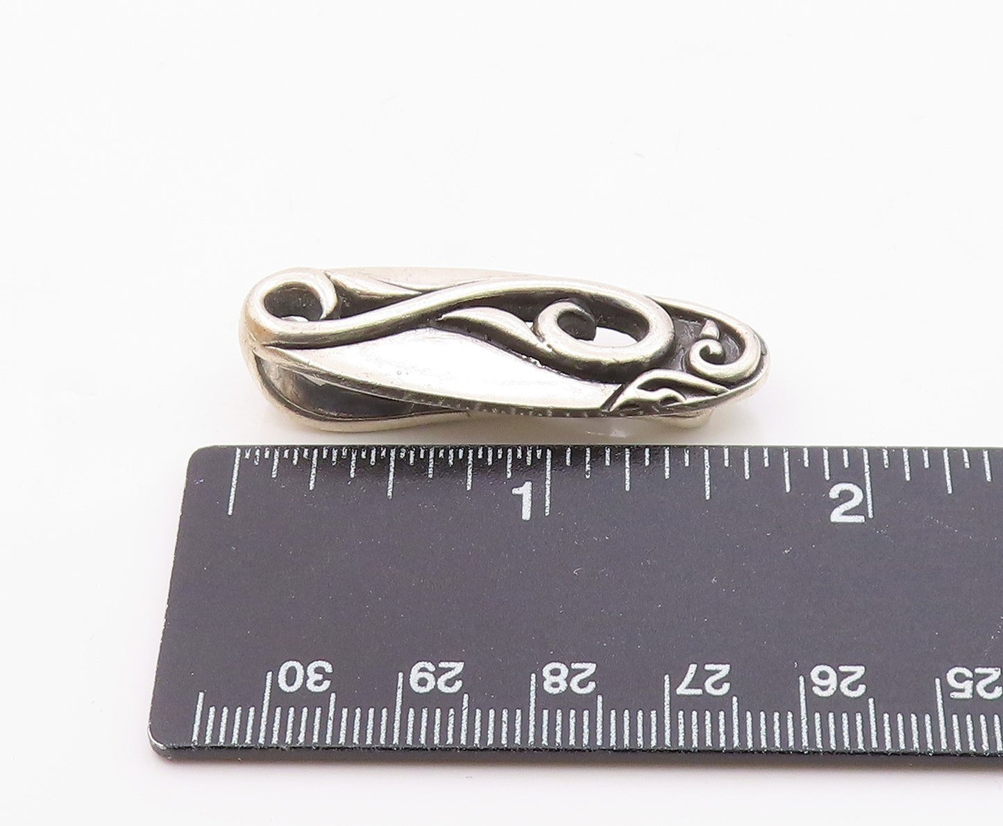 925 Sterling Silver  Vintage Antique Shiny Heavy Swirl Tie Clip  TR2863