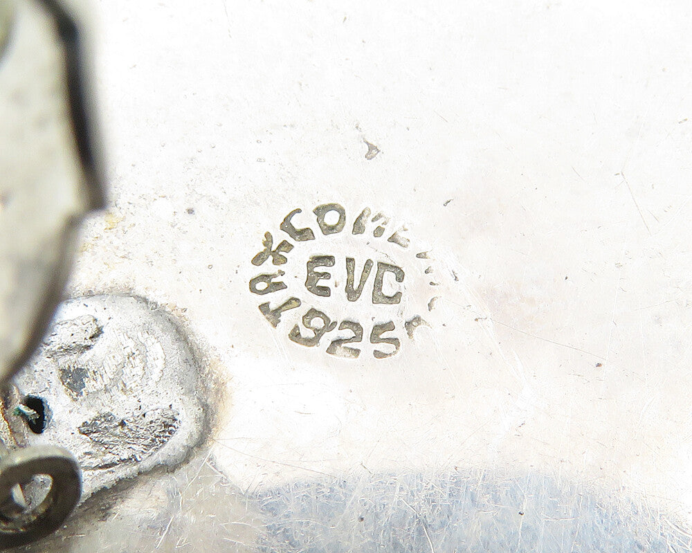 EVC MEXICO 925 Silver   Vintage Shiny Sculpted Non Pierce Earrings  EG5757