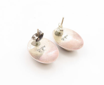 925 Sterling Silver Vintage Earrings NAVAJO Oval Tiger's Eye Studs  EG14197