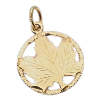 925 Sterling Silver Vintage Pendant Gold Plated Framed Cutout Maple Leaf PT22698