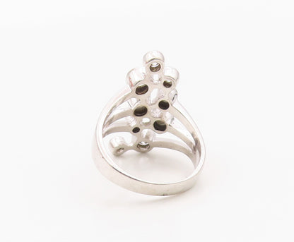 925 Sterling Silver Vintage Ring Bezel Set CZ Bubble Cluster  Sz 8.5  RG36385