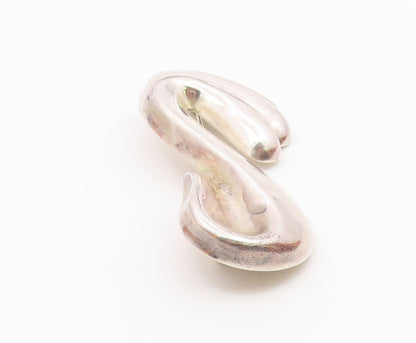 925 Sterling Silver  Vintage Shiny Hollow SShape Swirl Brooch Pin  BP8856