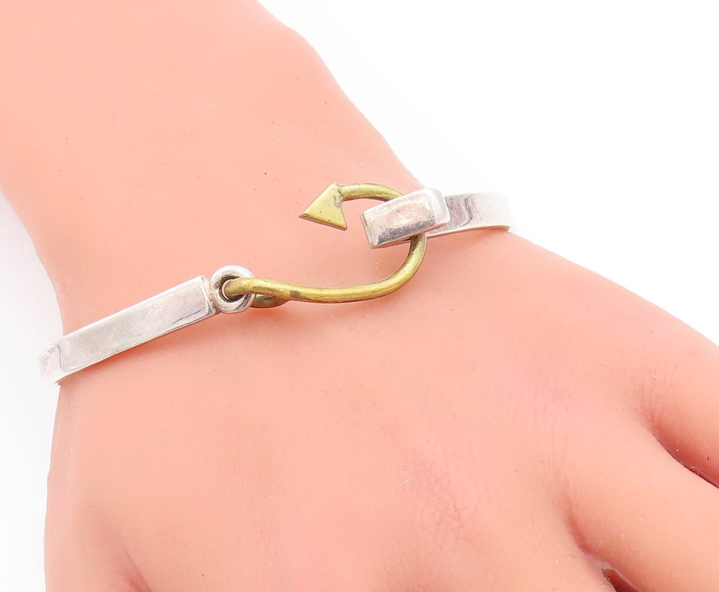 925 Sterling Silver Vintage Bracelet Solid Anchor Hook Lock  BT10680