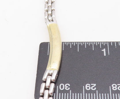 925 Sterling Silver Vintage Necklace Gold Plated Brutalist Carved Links  NE4424