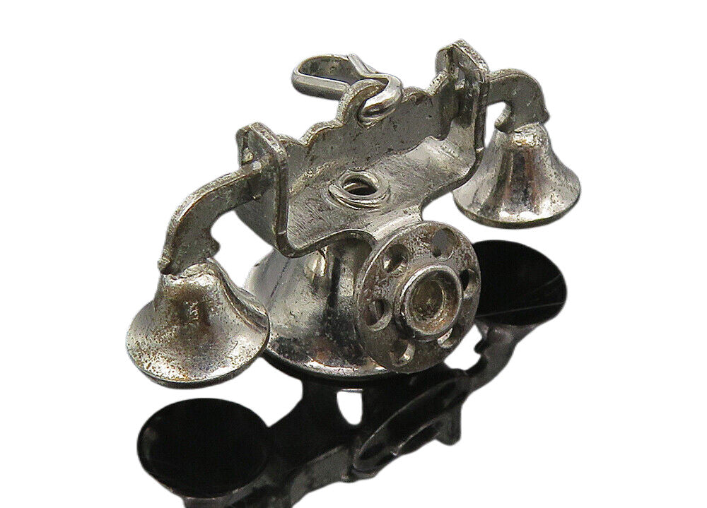 925 Sterling Silver  Vintage Dark Tone Old Fashioned Telephone Pendant  PT8488