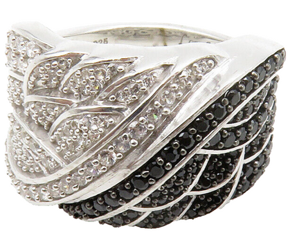 925 Sterling Silver  Cubic Zirconia & Black Hematite Band Ring Sz 5  RG13445