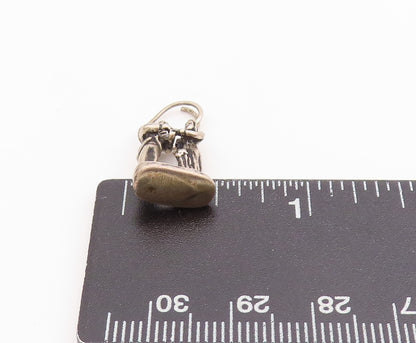 925 Sterling Silver Vintage Pendant 3D Bride & Groom Wedding Day Charm  PT24812