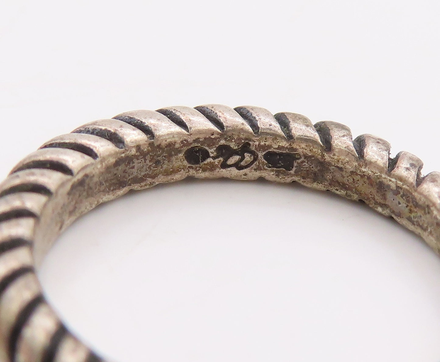 925 Sterling Silver Vintage Ring CAROLYN POLLACK Grooved Rope Band Sz 6  RG33293