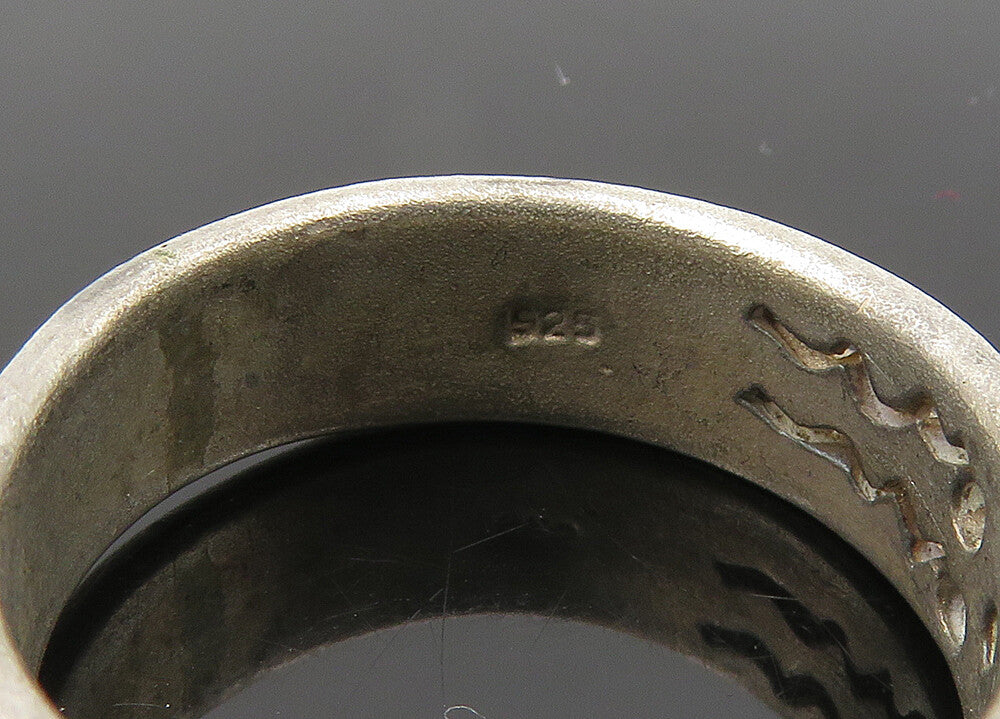 925 Sterling Silver  Vintage Etched Scribble Detail Band Ring Sz 9  RG21628
