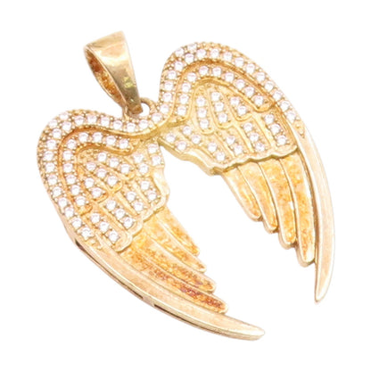 925 Silver  Vintage Cubic Zirconia Gold Plated Angel Wings Pendant  PT15698