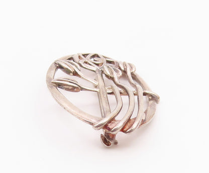 CJL IRELAND 925 Silver  Vintage Openwork Flower Design Brooch Pin  BP9872