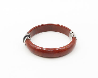 925 Sterling Silver Genuine Black Diamonds Black Onyx & Jasper Bracelet  BT6953