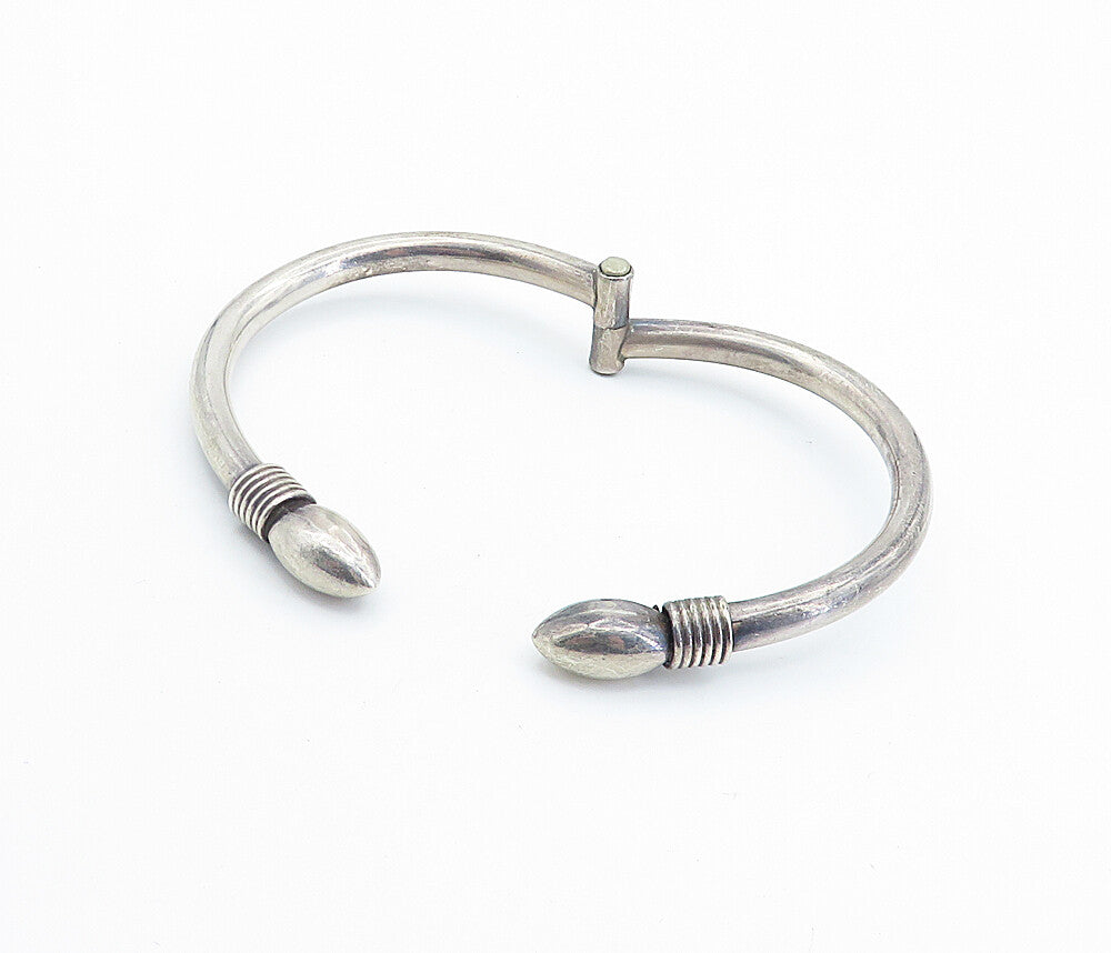 MEXICO 925 Sterling Silver Vintage Pointed Bypass Bangle Bracelet BT2925