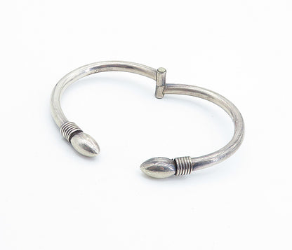 MEXICO 925 Sterling Silver Vintage Pointed Bypass Bangle Bracelet BT2925
