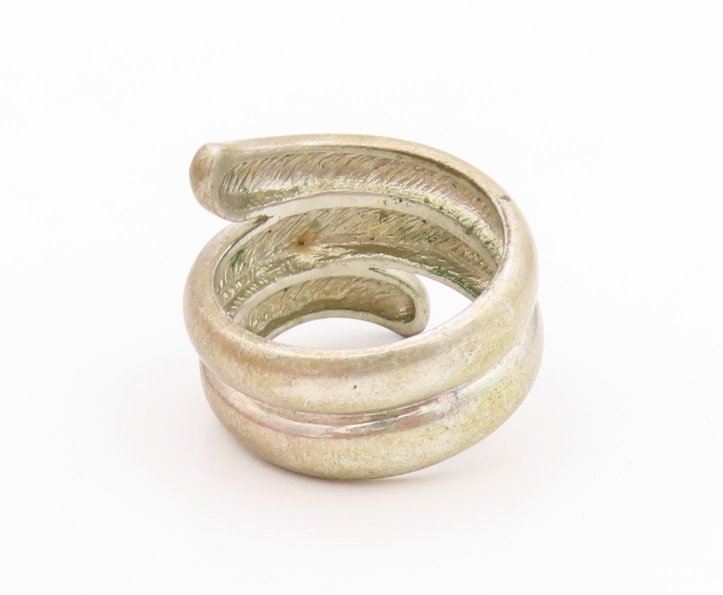 925 Sterling Silver Vintage Ring Solid Cutout Spiral Design  Sz 7  RG33350