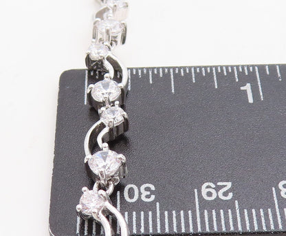 925 Sterling Silver  Sparkling Cubic Zirconia Curved Chain Necklace  NE1306