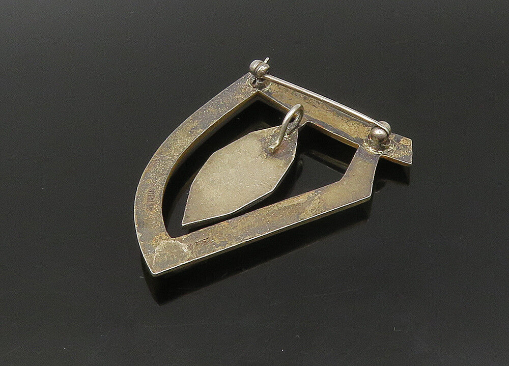 LUDWIG WOLPERT 925 Silver  Vintage Genuine Diamond Shiny Brooch Pin  BP8915