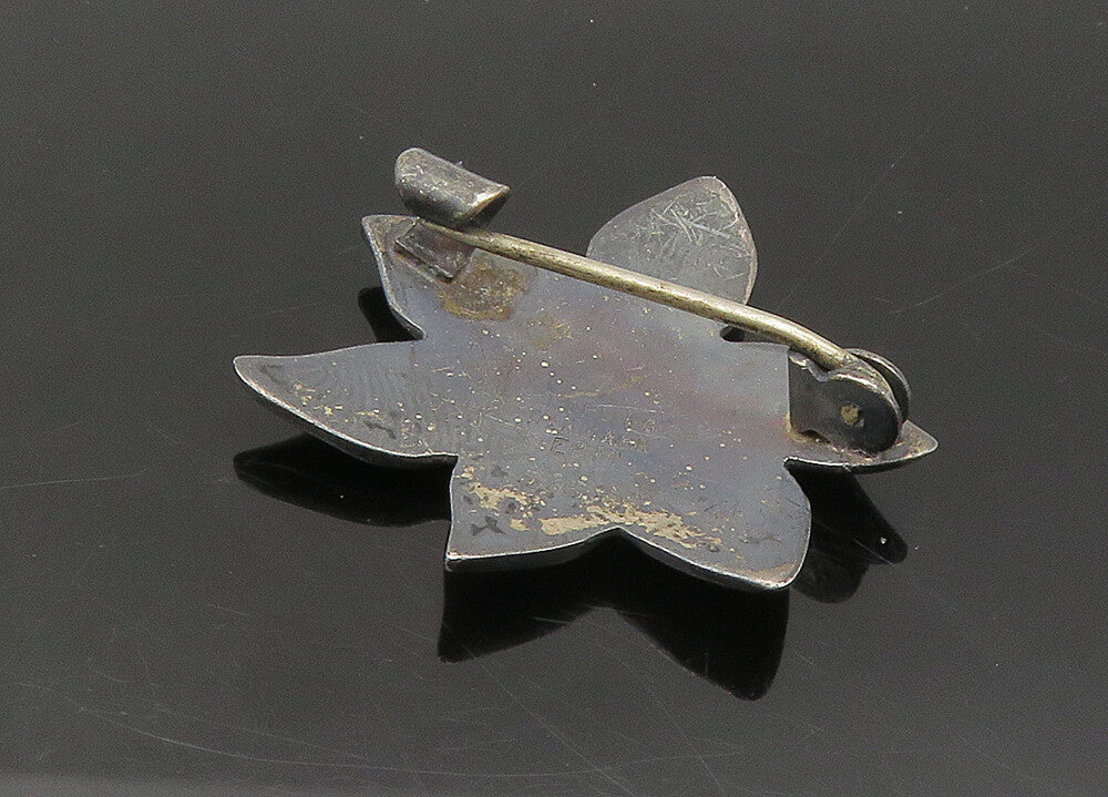 EILER & MARLOWE DENMARK 925 Silver  Vintage Oxidized Flower Brooch Pin  BP8707