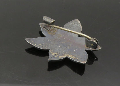 EILER & MARLOWE DENMARK 925 Silver  Vintage Oxidized Flower Brooch Pin  BP8707