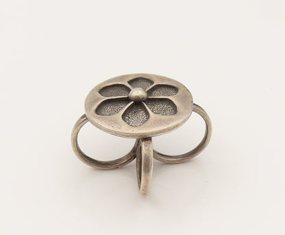 DESIGNER 925 Silver  Vintage Carved Six Petal Flower Drop Pendant  PT21998