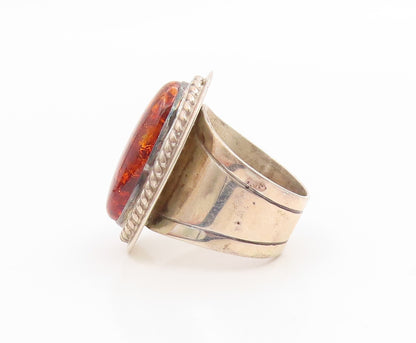 925 Sterling Silver Vintage Ring DTR JAY KING Cabochon Amber Band  Sz 9  RG35849