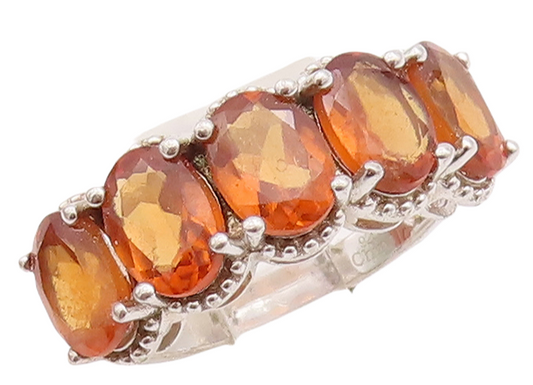 925 Sterling Silver Vintage Ring Minimalist Oval Cut Citrine Band  Sz 6  RG28864