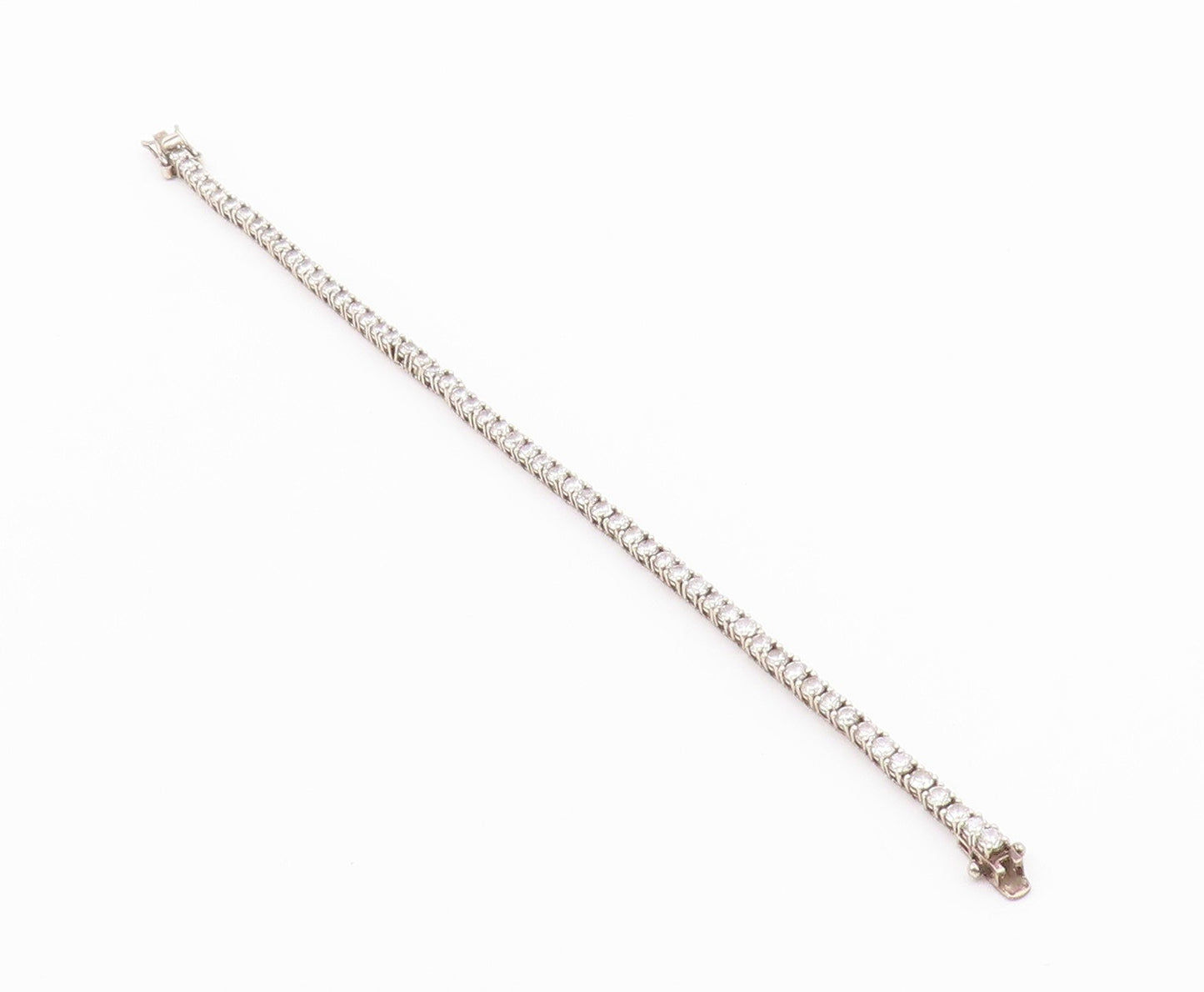 925 Sterling Silver  Vintage Round Cut Cubic Zirconia Chain Bracelet  BT5111