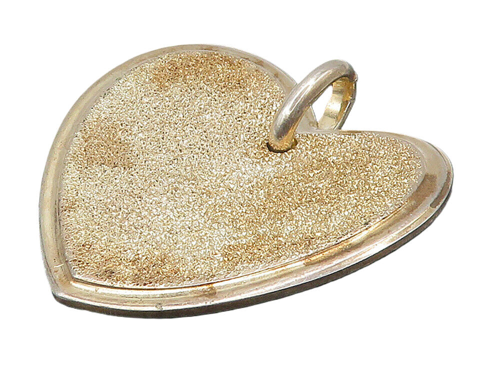 925 Sterling Silver  Vintage Shiny Textured Love Heart Drop Pendant  PT12260