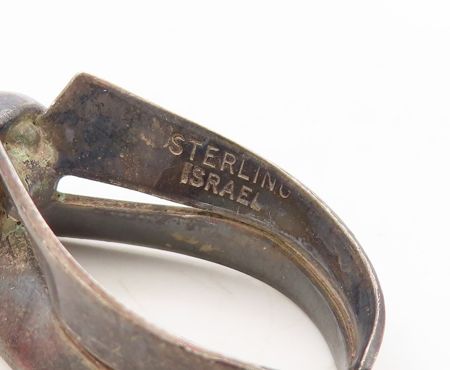 925 Sterling Silver Vintage Ring ISRAEL Dark Tone Tigers Eye  Sz 6.5  RG31055