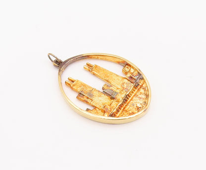 925 Sterling Silver Vintage Pendant Gold Plated 1974 Chicago Skyline  PT22922
