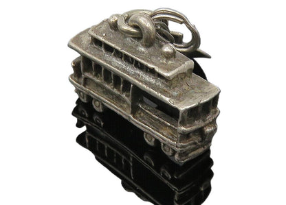 925 Sterling Silver  Vintage Dark Tone China Town Trolley Drop Pendant  PT8152