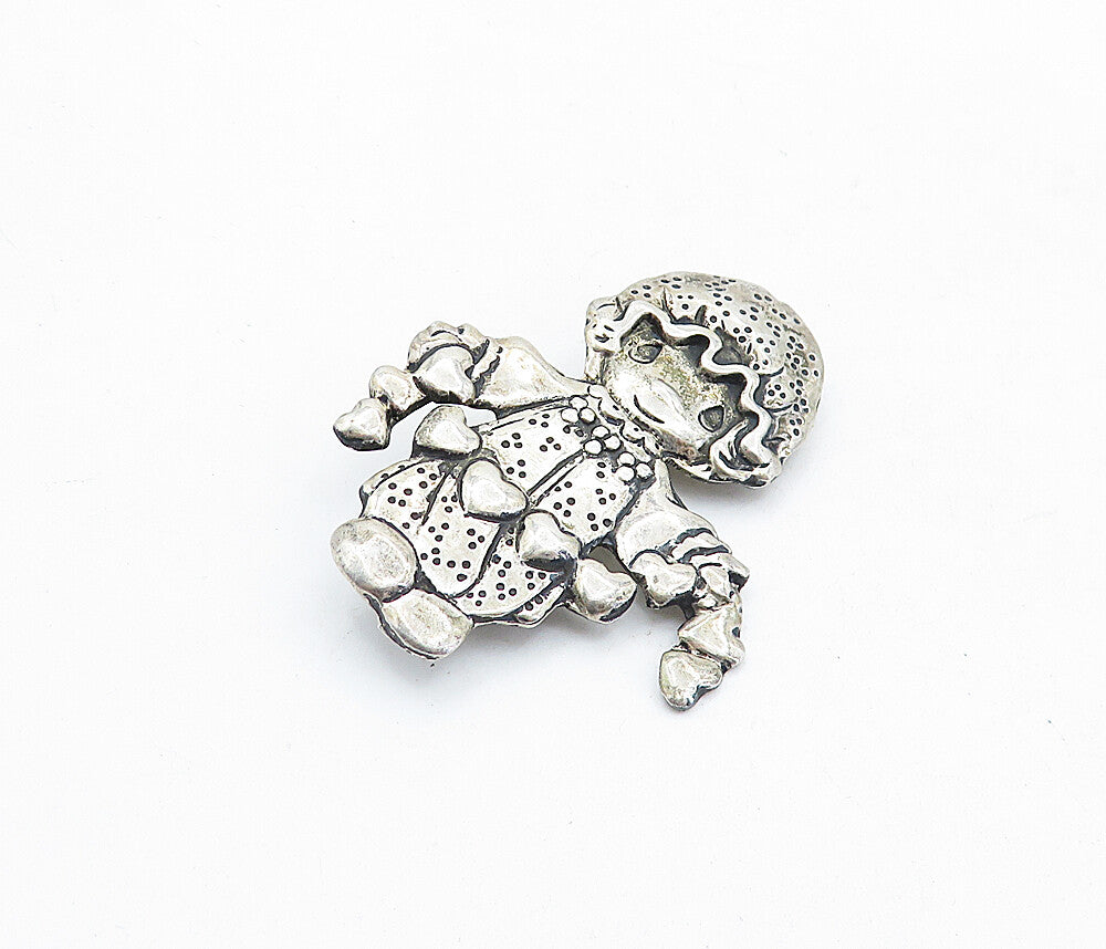 MEXICO 925 Sterling Silver  Vintage Love Heart Little Girl Brooch Pin  BP2102