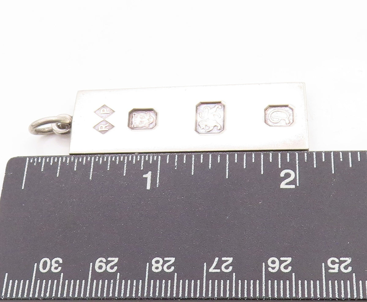 925 Sterling Silver Vintage Pendant ENGLAND Carved National Symbols  PT24615