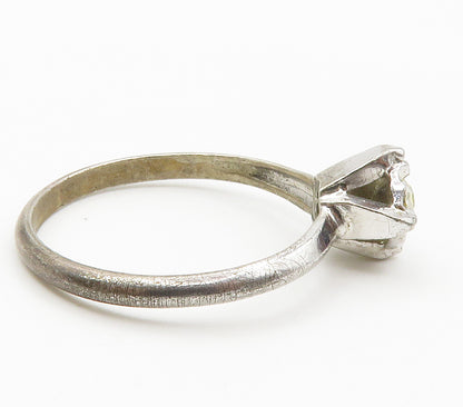 CLARK & COOMBS 925 Silver  Vintage Cubic Zirconia Solitaire Ring Sz 7  RG15068