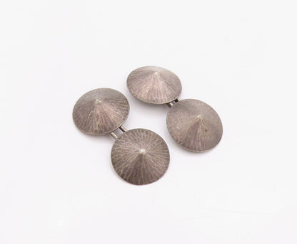 925 Sterling Silver Vintage Cuff Links NORWAY Dark Tone Cone Shape Domes  TR3946