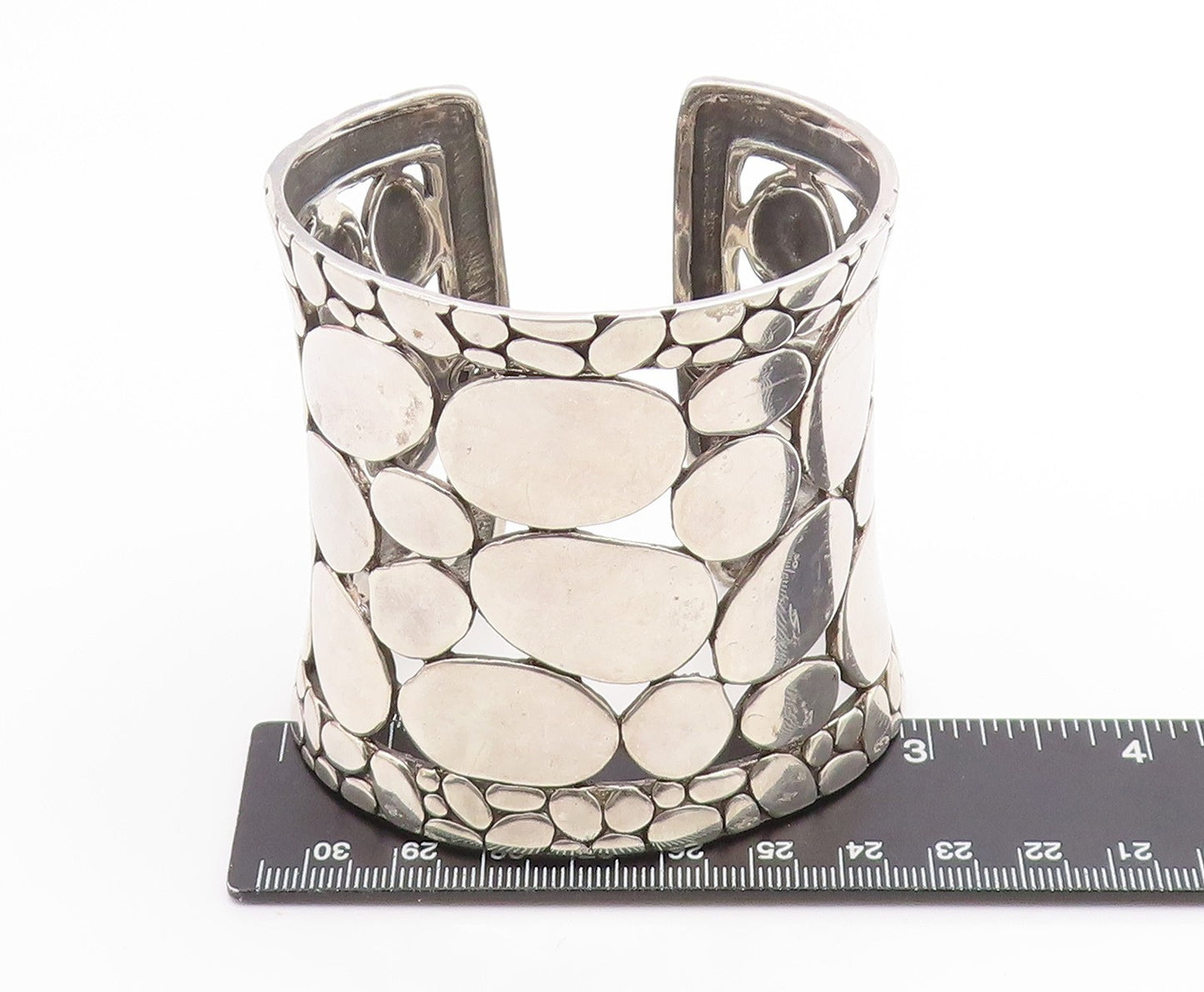 925 Sterling Silver Vintage Bracelet JOHN HARDY Pebble Rare Heavy Cuff  BT11904