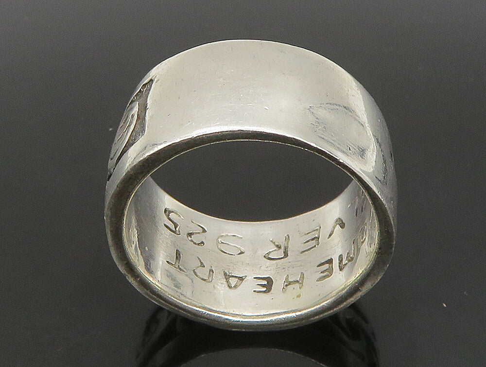 DESIGNER 925 Sterling Silver  Vintage Shiny Large Band Ring Sz 12.5  RG23807