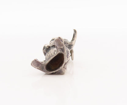 925 Sterling Silver Vintage Pendant JEWEL ART 3D Carved Bunny Charm  PT23460