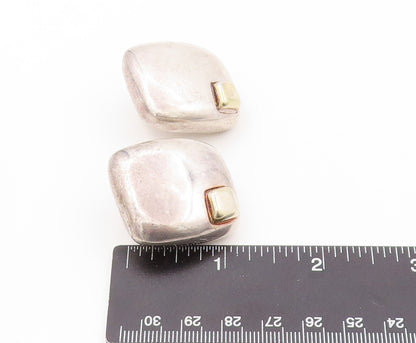 925 Sterling Silver Vintage Earrings Designer Puffed Solid Square Cut  EG13414