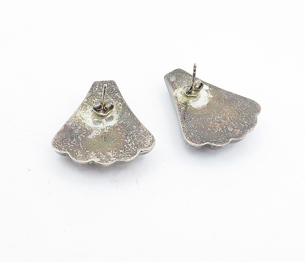 925 Sterling Silver Vintage Dark Tone Hollow Fluted Drop Earrings EG2827