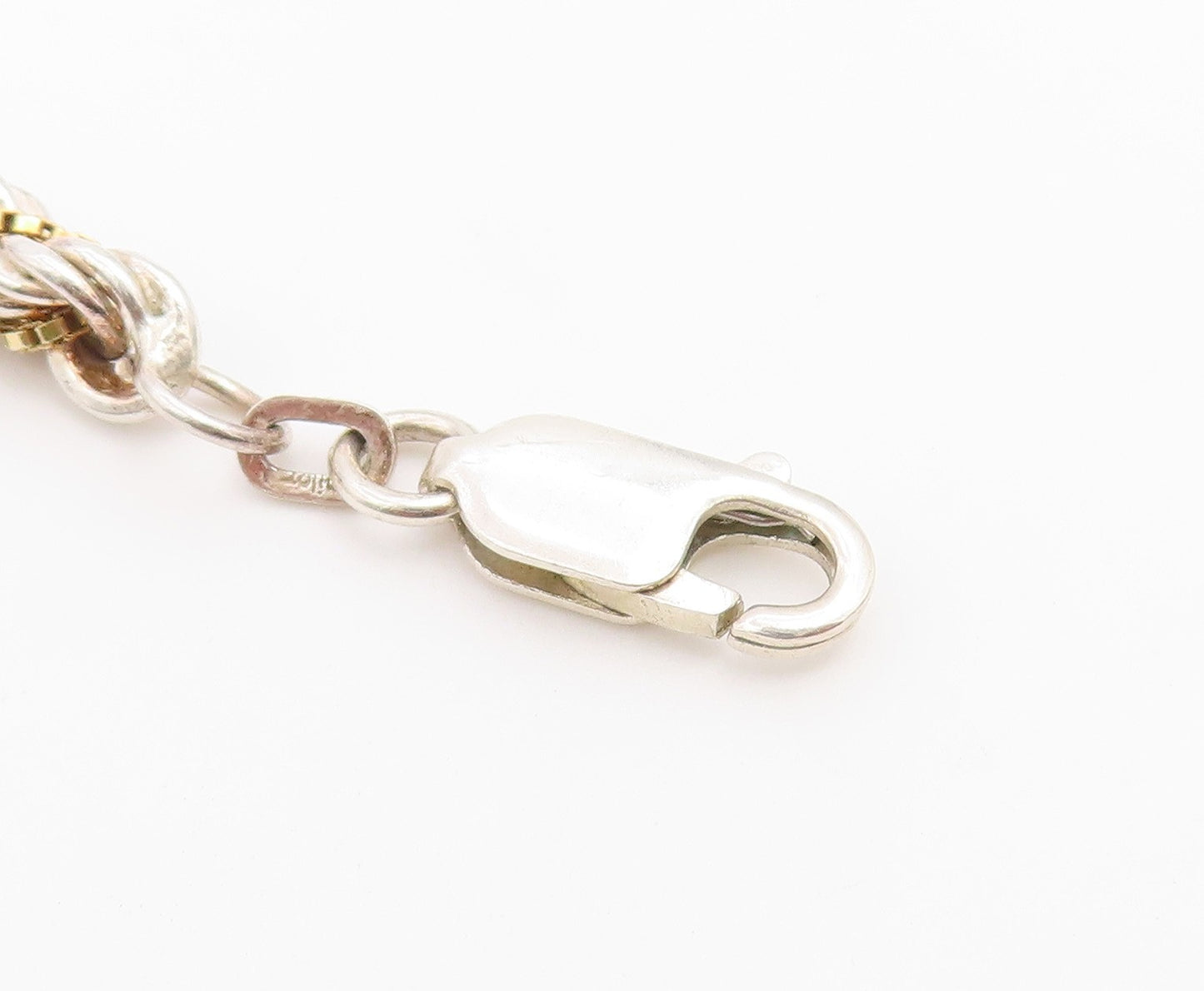925 Sterling Silver Vintage Bracelet Classic Two Tone Twisted Rope Chain BT12216