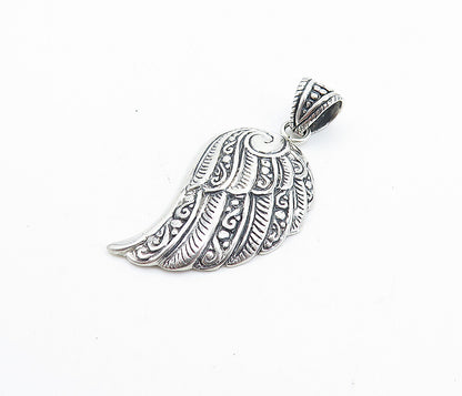 925 Sterling Silver  Shiny Swirl Patterned Wing Motif Drop Pendant  PT5705