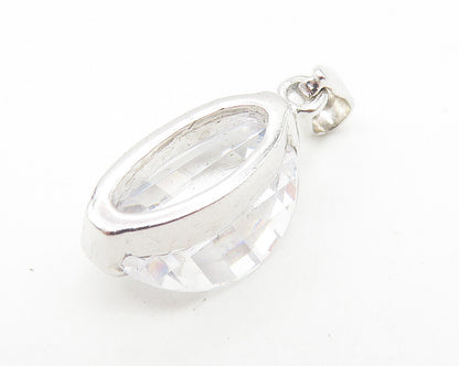 925 Sterling Silver  Faceted Cubic Zirconia Oval Petite Drop Pendant  PT8854