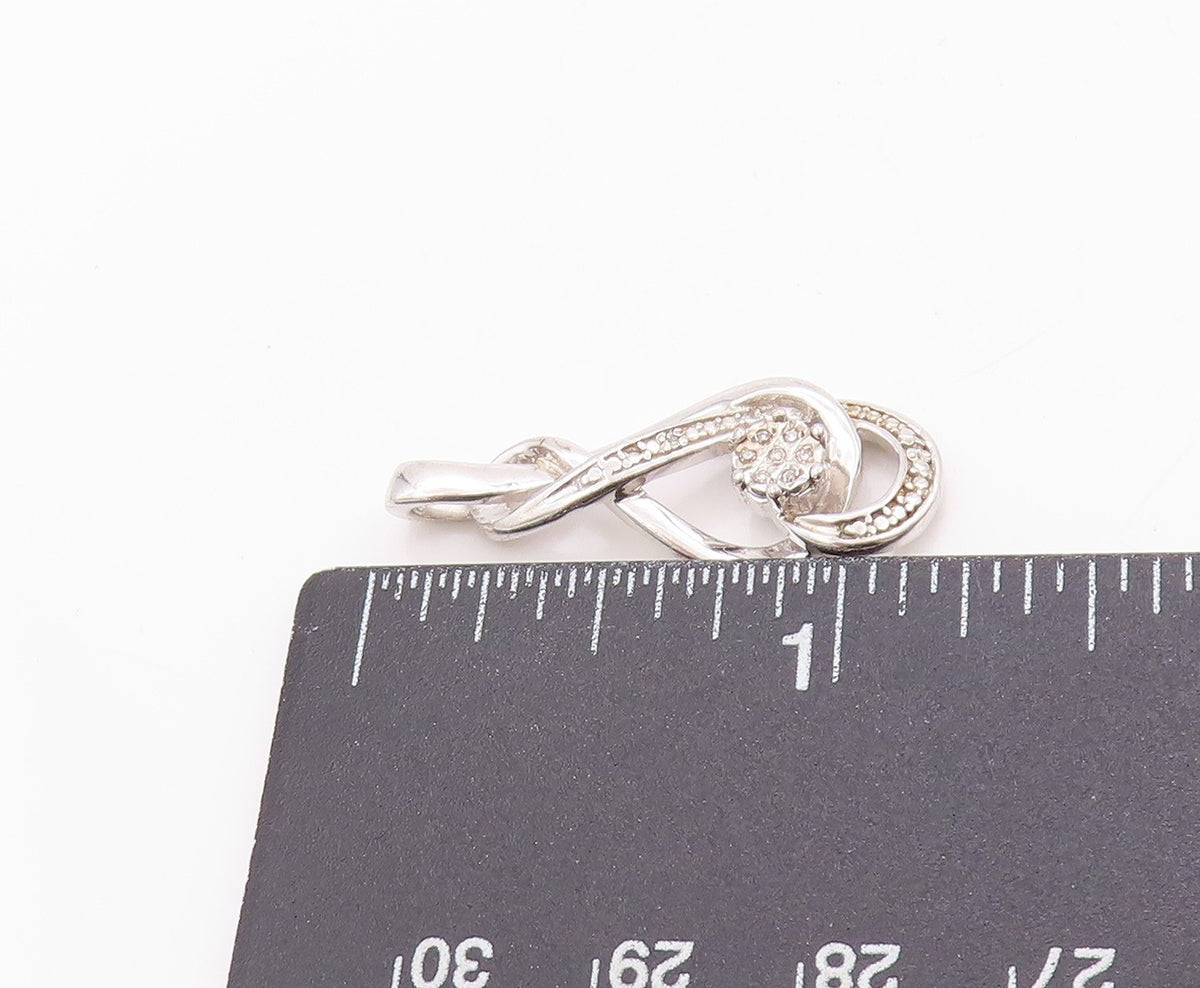 925 Sterling Silver Vintage Pendant Real Diamonds Floral Musical Note  PT24660